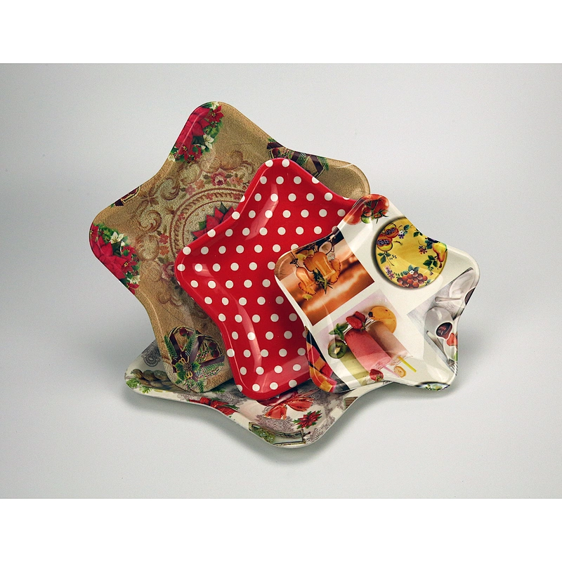 Hot sale gift serving tray clear star shape PP plastic tray printed  plastic serving tray