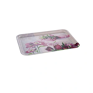 Ecofriendly Biodegradable Square  Bamboo Fiber Breakfast Food Fruit Tea Large Rolling Serving Tray Plateau