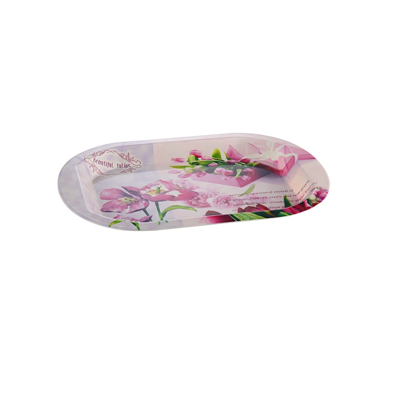 new design Good price promotion gift flower design plastic oval tray