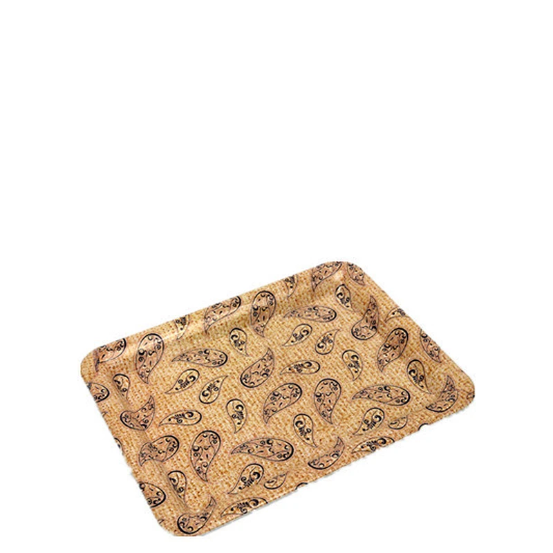 Hot new design printed rectangle promotion  plastic service tray reusable  flat plastic charger tray