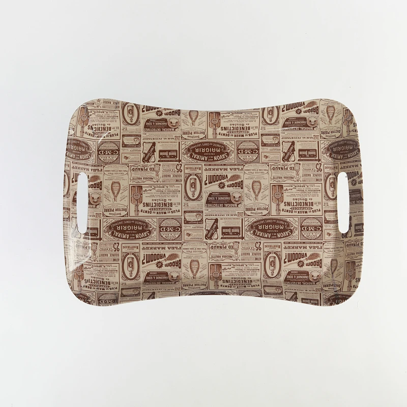 custom printed coffee seving tray coffee series plastic trays  with the handle taray