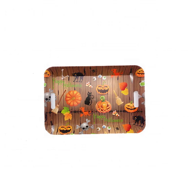 Customized Thanksgieing day Printed  Rectangle   plastic Serving Tray