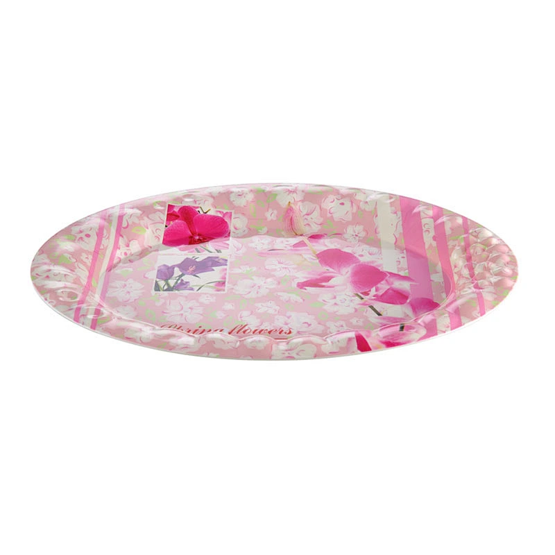 Custom large round christmas gift tray,plastic tray for home decorative ,colored printing plastic tray