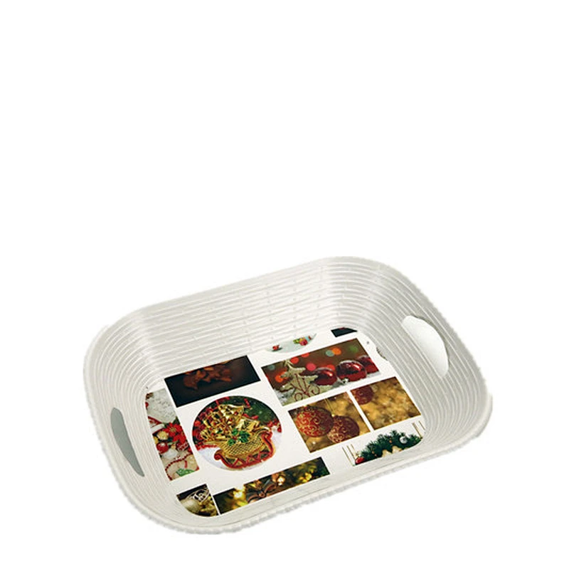 Custom Plastic Rectangle  Melamine Service Tray with two handle