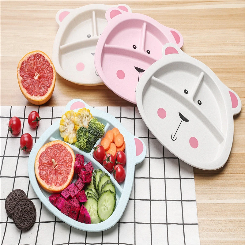 China manufacturer custom Biodegradable Kids Baby Bamboo Fiber Plate Kids Serving Trays