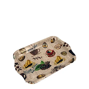 Cheap printed  rectangle service  tray with handle plastic fruit plate