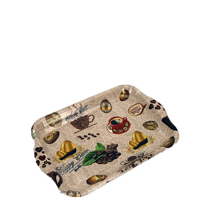 Cheap printed  rectangle service  tray with handle plastic fruit plate