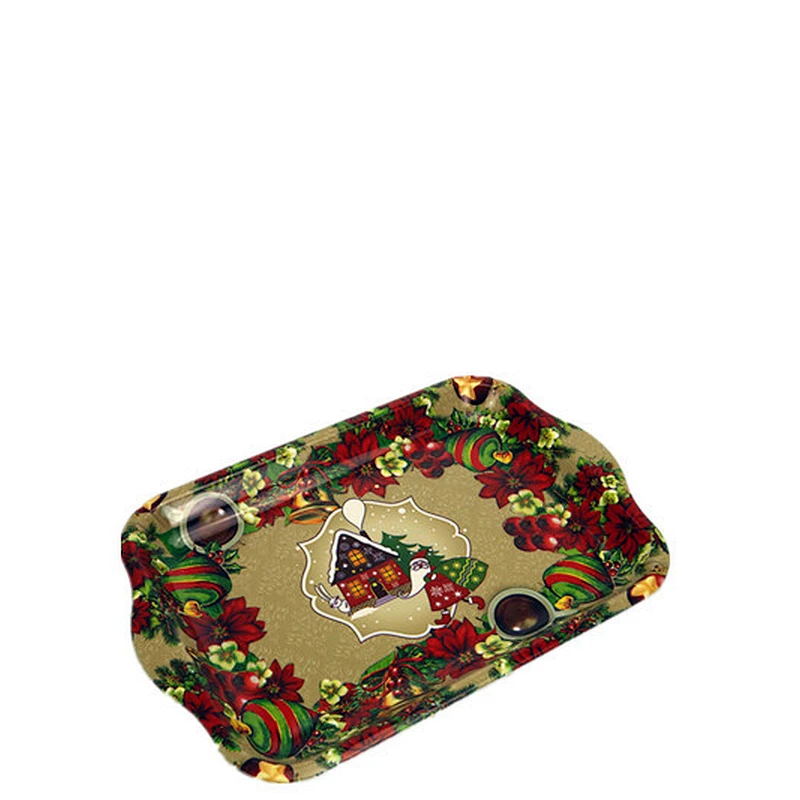 Cheap printed  rectangle service  tray with handle plastic fruit plate