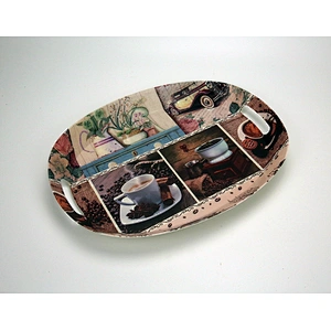 Cheap hard plastic serving tray food grade PP plastic tray hot sale With the handle serving tray