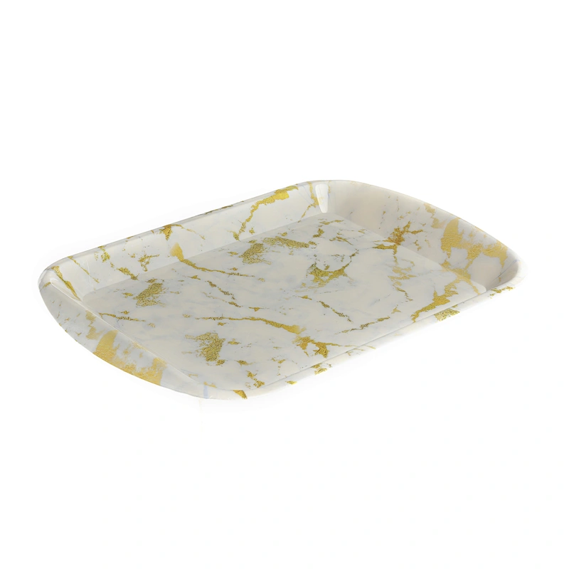 promotion gift tray for christmas rectangular food  plastic handle tray printed flowers plastic tray
