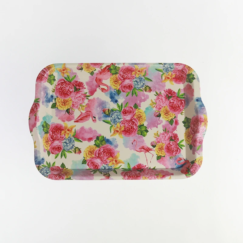 Decorative rectangular plastic serving tray promotion gift service style plastic tray,beautiful plastic tray