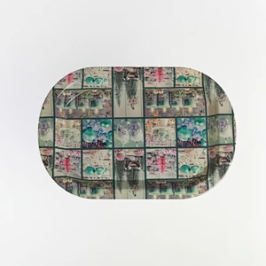 bar  tray  christmas rectangular food  plastic handle tray printed flowers plastic tray