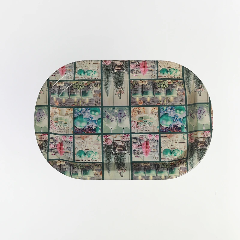 bar  tray  christmas rectangular food  plastic handle tray printed flowers plastic tray