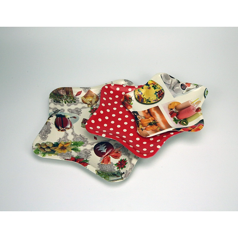 Hot sale gift serving tray clear star shape PP plastic tray printed  plastic serving tray