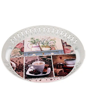 ecofriendly reusable round hot selling custom printing flower plastic serving tray