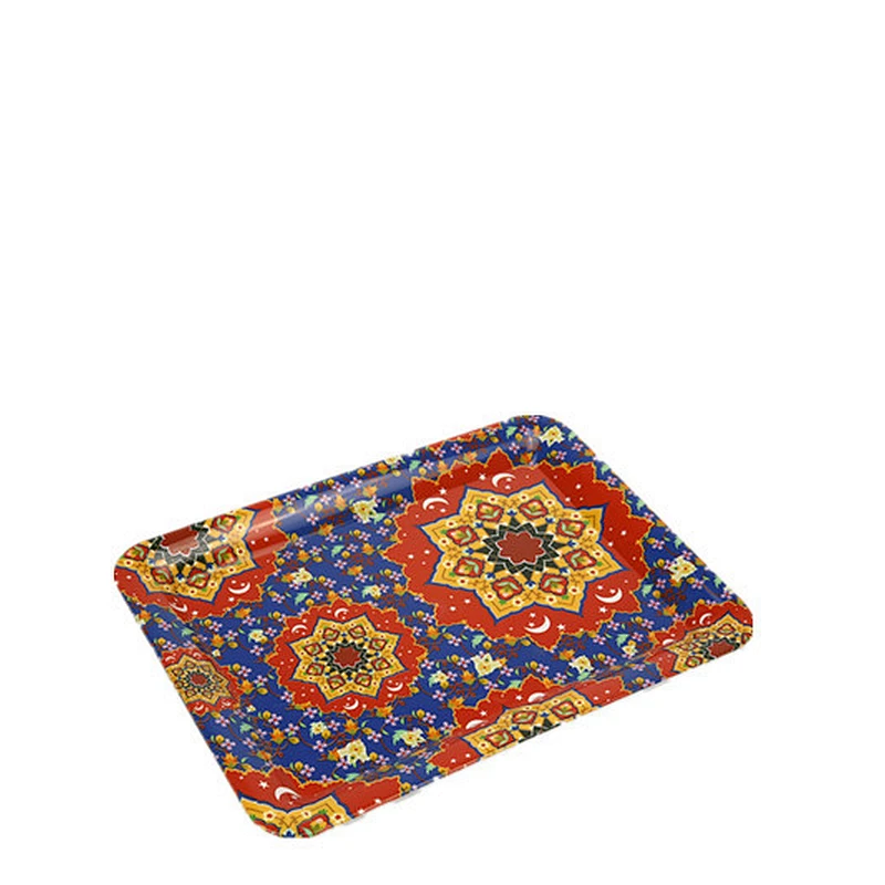 Household daily promotion gift coffee plastic tray  Rectangle Flat Fruit Design Plastic Serving Tray