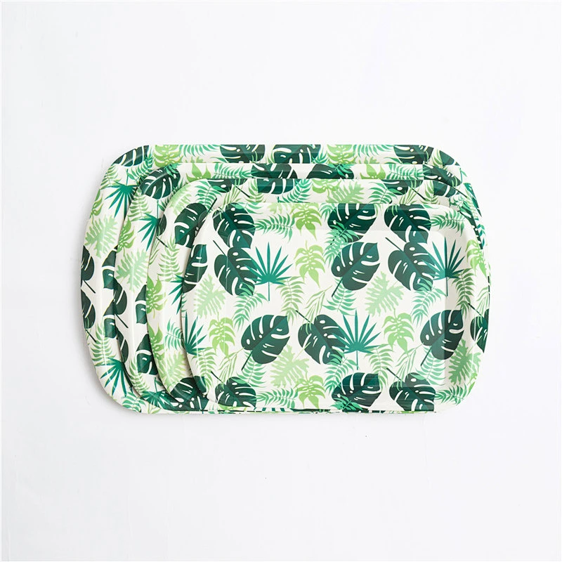 custom large rectangular  plastic tray,rectangular full printing flowers ,hot sale serving tray