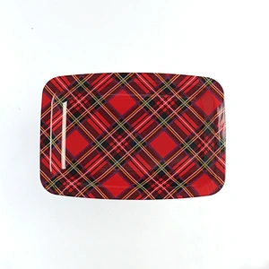 custom colored plastic serving tray flat rectangular plastic serving plate printing flowers plastic plate