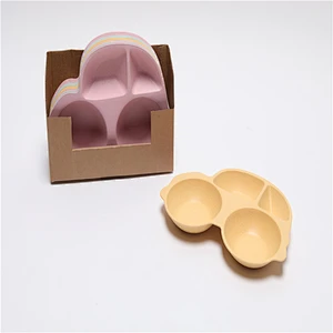 China manufacturer custom Biodegradable Kids Baby Bamboo Fiber Plate Kids Serving Trays