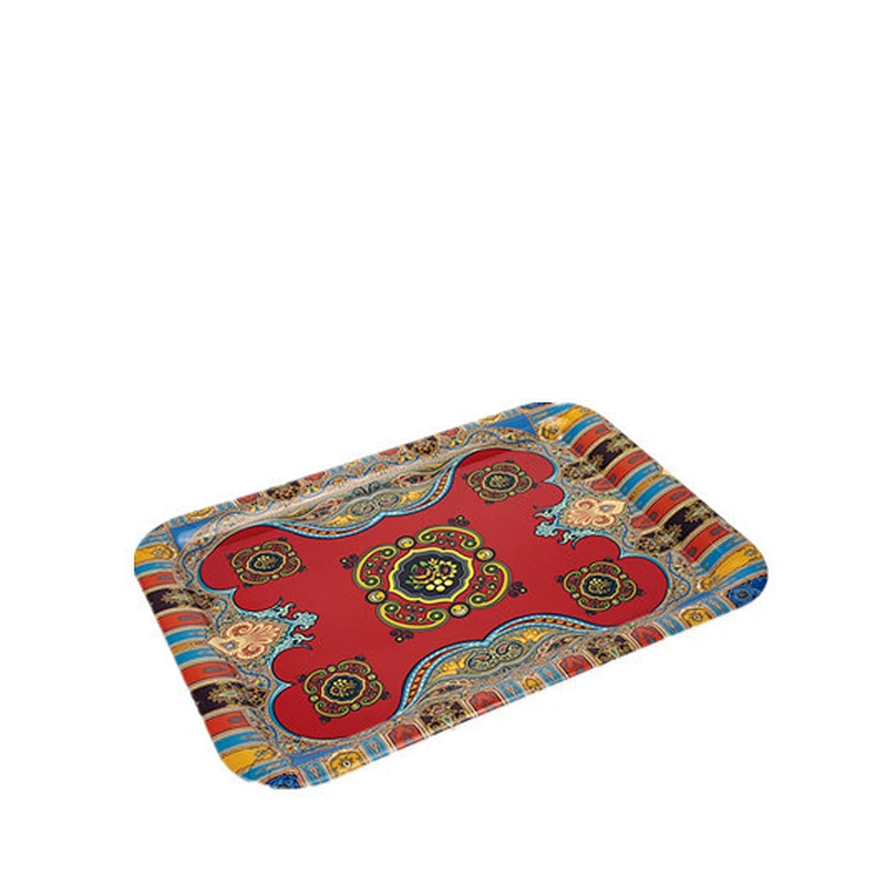 Household daily promotion gift coffee plastic tray  Rectangle Flat Fruit Design Plastic Serving Tray