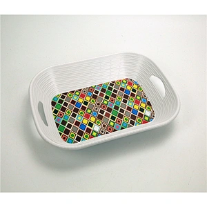 Wholesale Custom Melamine White Plastic Buffet Food Serving Tray With Handle