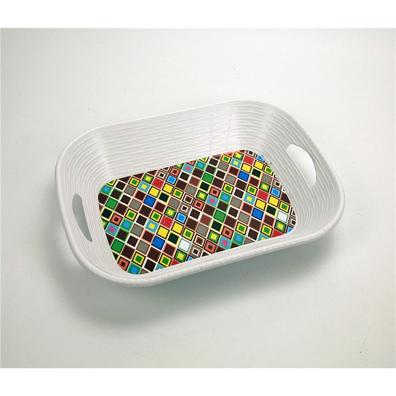 Wholesale Custom Melamine White Plastic Buffet Food Serving Tray With Handle