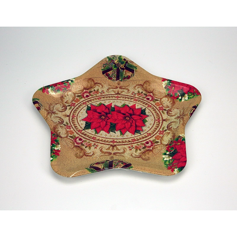 Hot sale gift serving tray clear star shape PP plastic tray printed  plastic serving tray