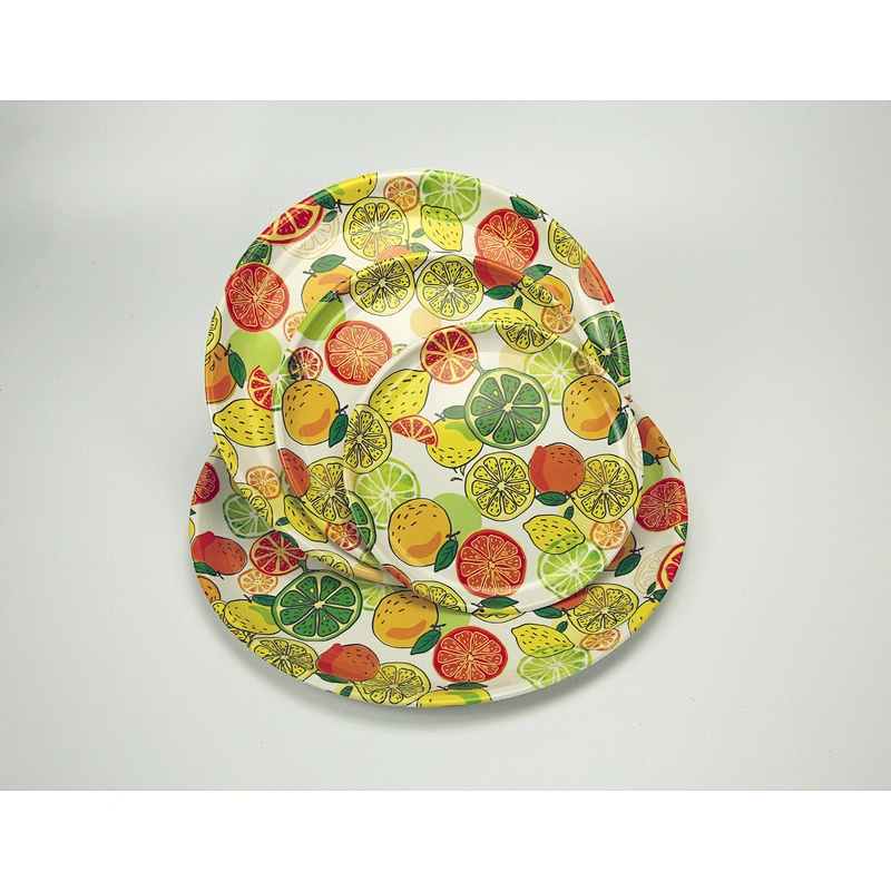 Hot flat round decor charger tray/cheap dish/food plastic plate