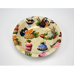 Christmas decorative plastic serving tray,wholesale food round plastic sarving tray western design plastic tray