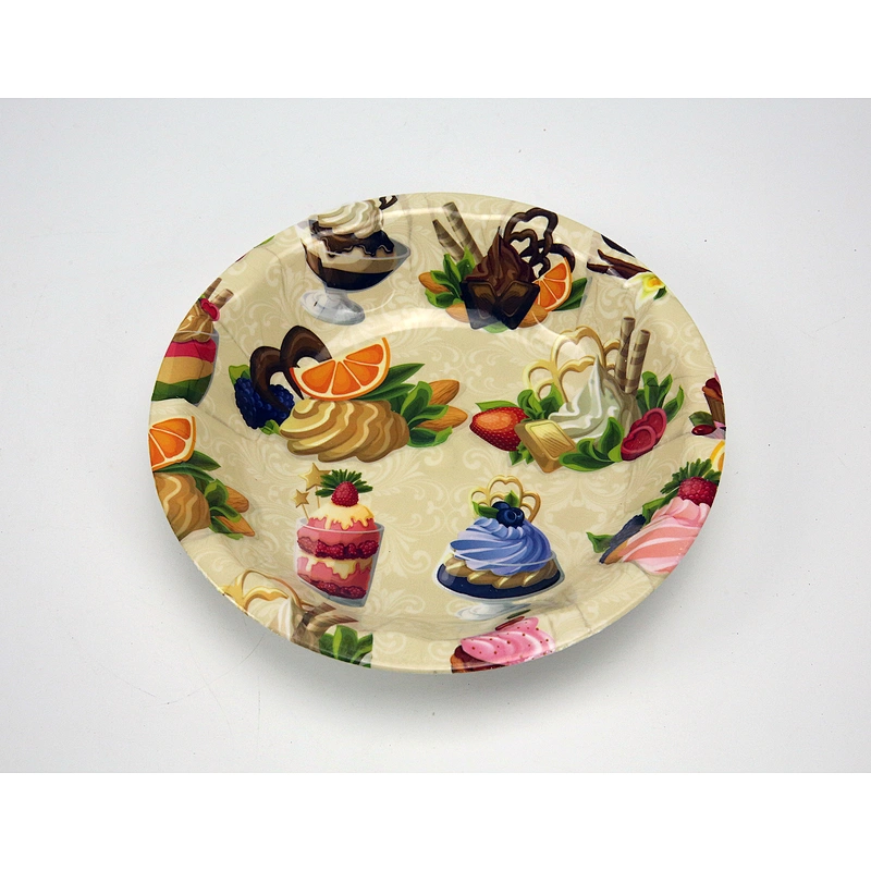 Christmas decorative plastic serving tray,wholesale food round plastic sarving tray western design plastic tray