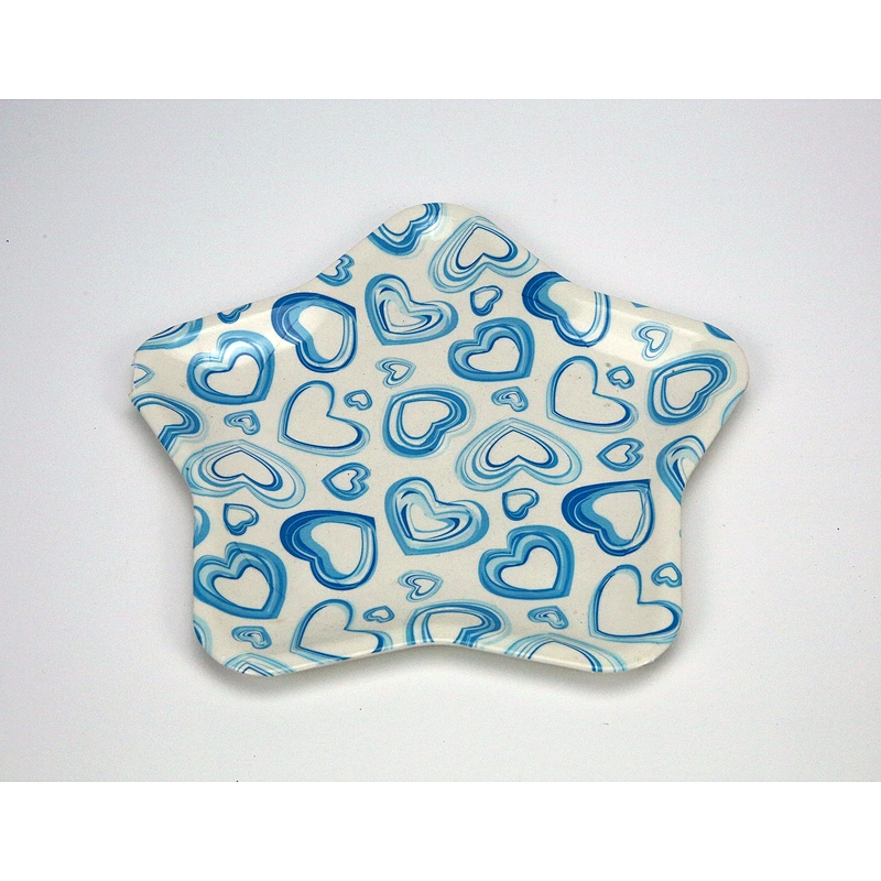 Hot sale gift serving tray clear star shape PP plastic tray printed  plastic serving tray