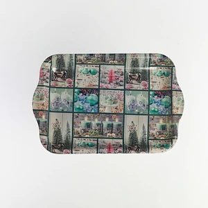 hot sale christmas holiday  serving tray food large decorative plastic tray food custom print tray