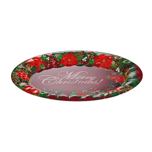 Custom large round christmas gift tray,plastic tray for home decorative ,colored printing plastic tray