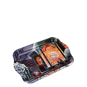Cheap printed  rectangle service  tray with handle plastic fruit plate