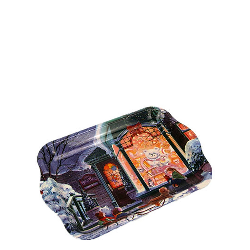 Cheap printed  rectangle service  tray with handle plastic fruit plate