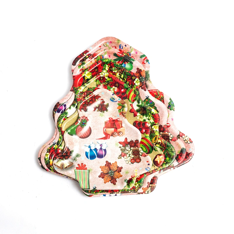 custom food serving tray printed christmas decoration tray wholesale plastic christmas gifts tray