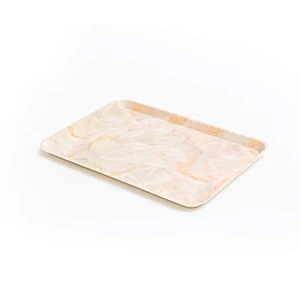 Large size flat plastic serving tray ecofriendly reusable rectangular plastic tray plastic full printing  tray