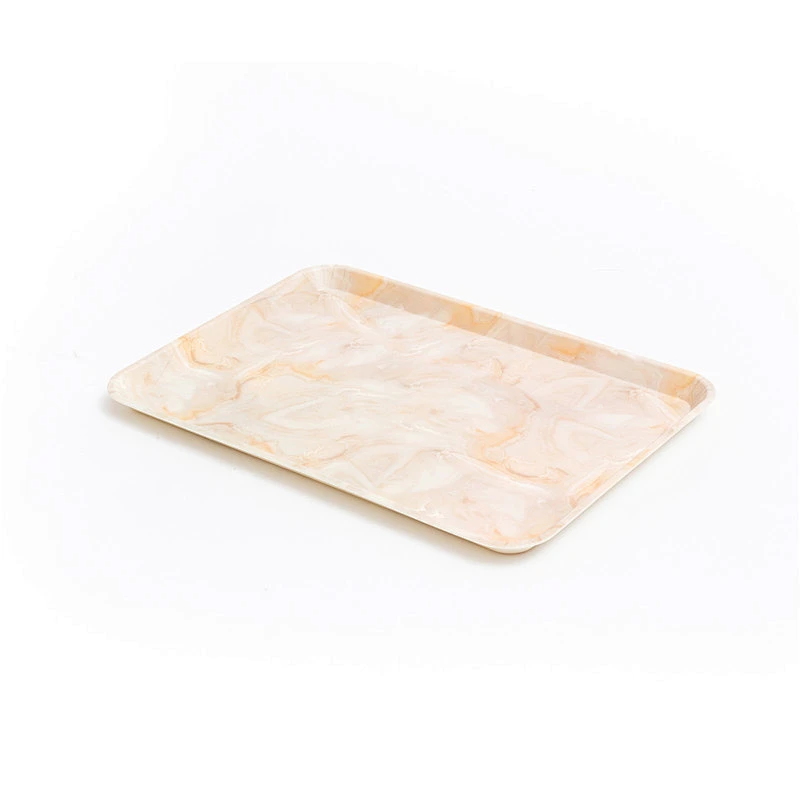 Large size flat plastic serving tray ecofriendly reusable rectangular plastic tray plastic full printing  tray