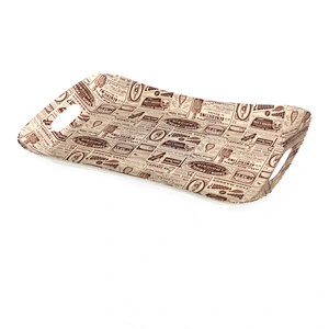 custom printed coffee seving tray coffee series plastic trays  with the handle taray