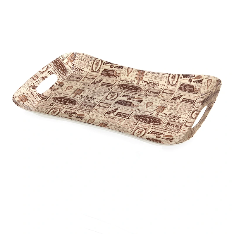 custom printed coffee seving tray coffee series plastic trays  with the handle taray