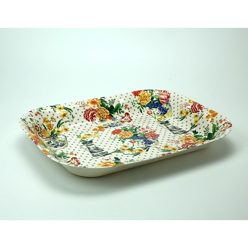Plastic food container serving tray wholesale fruit  plastic tray rectangular full printing plastic tray