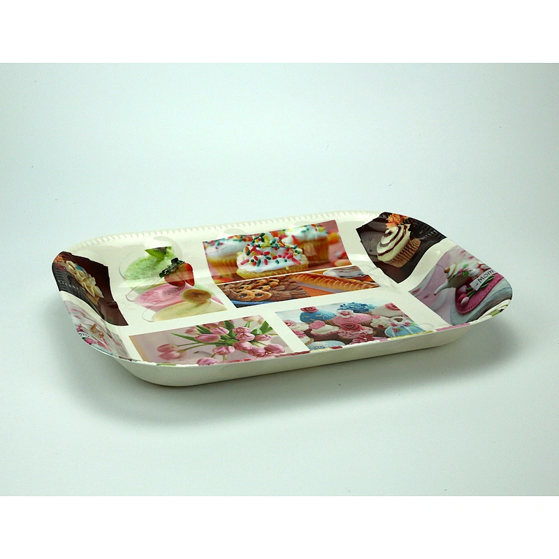 Rectangular bottom printed beautiful flowers and tea afternoon tray