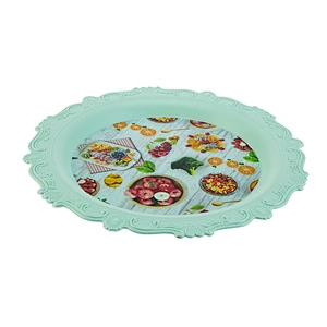 Round anti-slip vintage  pp food grade serving tray  custom rolling tray from  China famous supplier