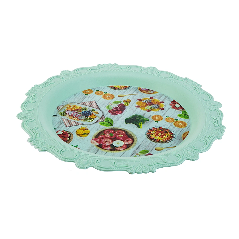 Round anti-slip vintage  pp food grade serving tray  custom rolling tray from  China famous supplier