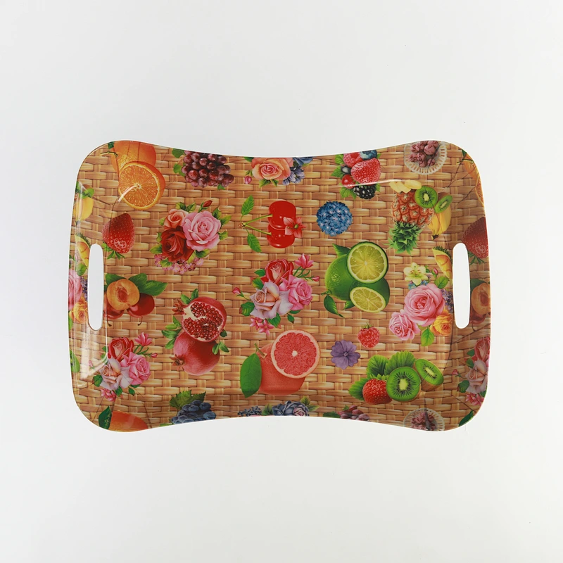 custom printed coffee seving tray coffee series plastic trays  with the handle taray