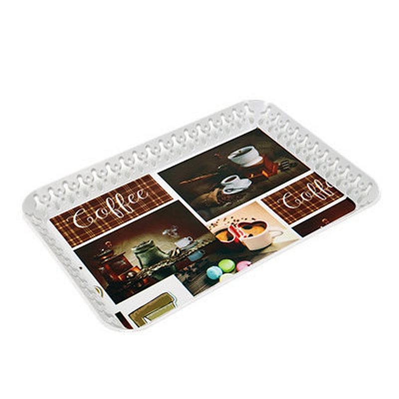 Hollow out and rectangular plastic tray printed food grade tray coffee series plastic trays