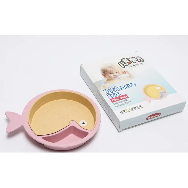 Wholesale Biodegradable Eco Friendly Luxury Bamboo Fiber Kid Baby Food Tableware Dinner Plate Dishes Dinnerware+Set For Child