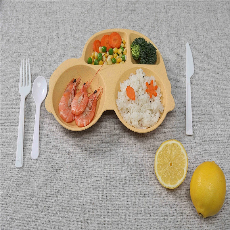 China manufacturer custom Biodegradable Kids Baby Bamboo Fiber Plate Kids Serving Trays