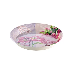 new design Good price promotion gift flower design round plastic tray
