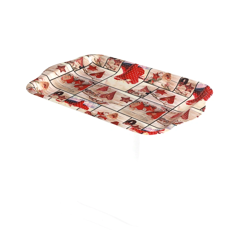 Decorative rectangular plastic serving tray,dinnerware service style plastic tray,full printing beautiful plastic tray
